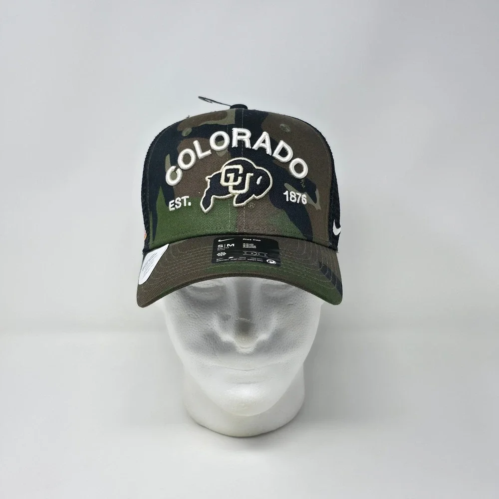 Nike Rise Cap Colorado Buffaloes Trucker Hat S/M Woodland Camo Mesh Snapback Hat